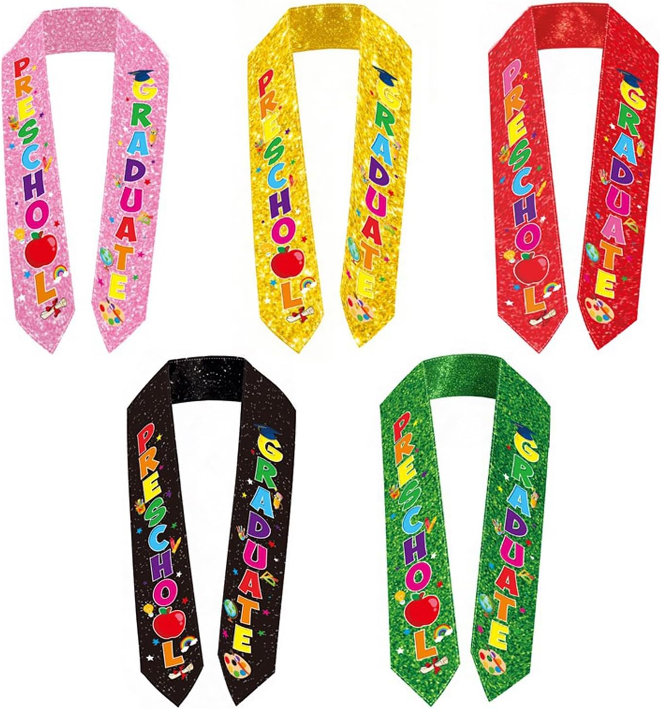 Colorful Preschool Graduate Sash with Fun Designs for Kindergarten Celebration Party Accessory Childrens Graduation Shoulder