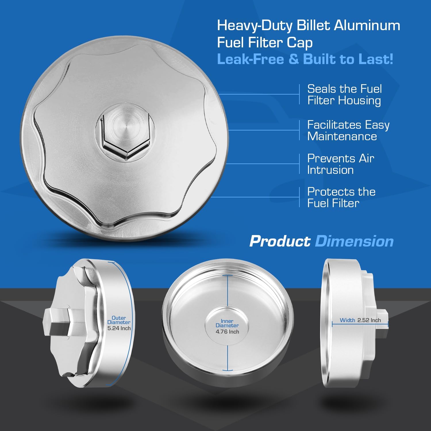 6.7 Fuel Filter Cap Billet Aluminum - Ram Fuel Filter Cap Replacement for 2010-2019 Ram 6.7L 2500 3500 4500 5500 Diesel Engine 68065612AA