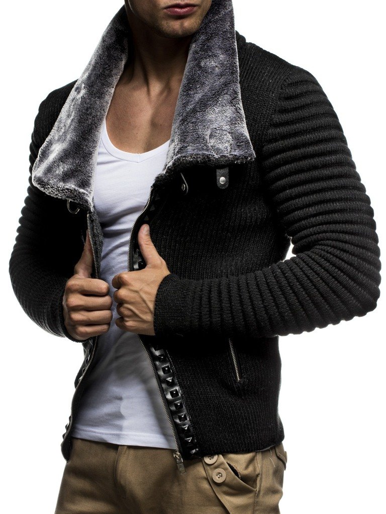 Leif Nelson Giacca Uomo in Maglia Cardigan Collo a Scialle LN-5065