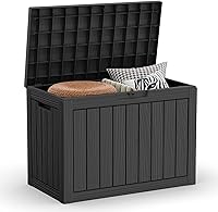 EasyUp 45 Gallon Waterproof UV Resistant Outdoor Deck Box - Lockable Resin Storage for Cushions, Tools, Patio Gear - Black