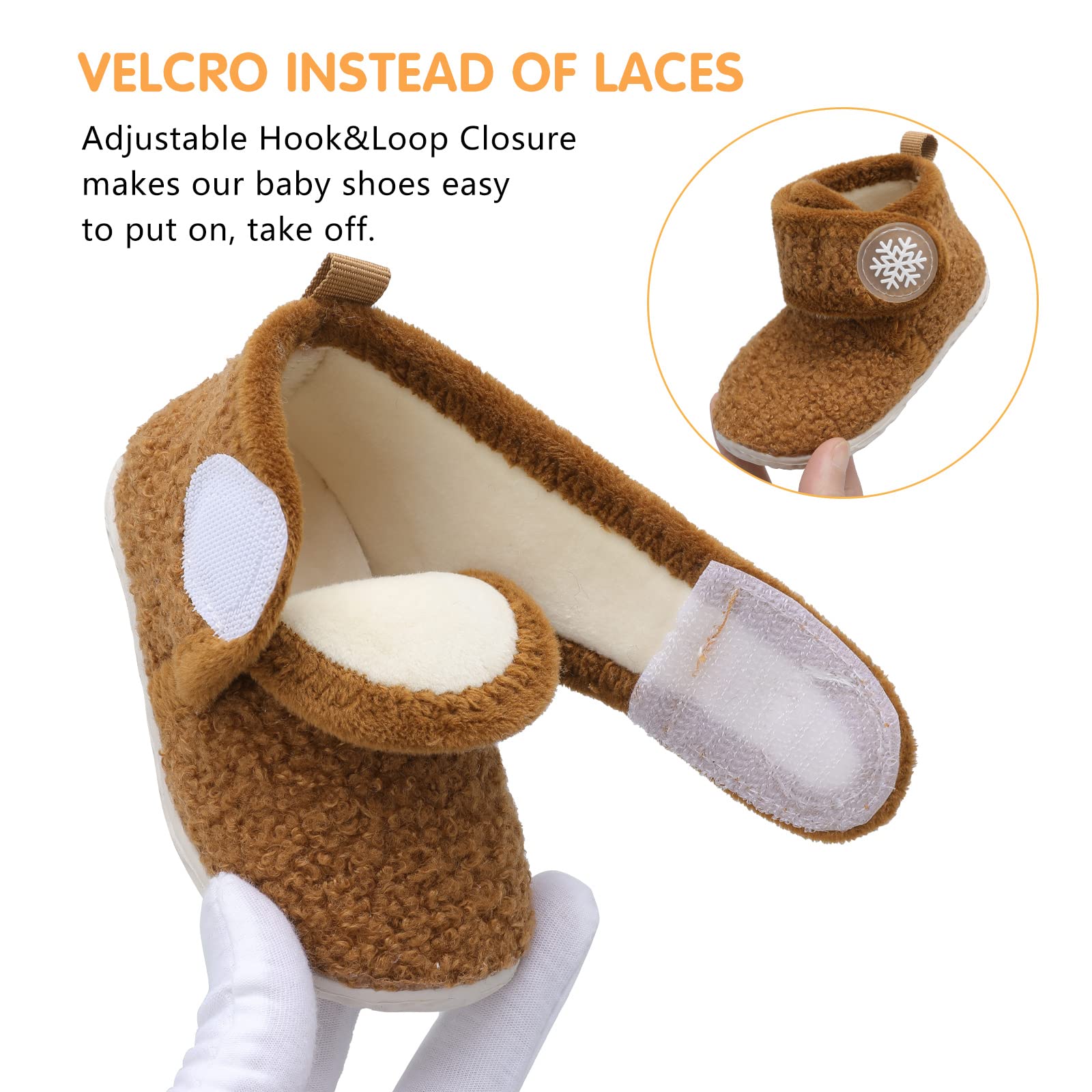 FEETCITY Infant Baby Girl Boy Booties Slippers Soft Bedroom Shoes Toddler Crib Warm Shoe First Walker Ankle Booties 12-18 Months