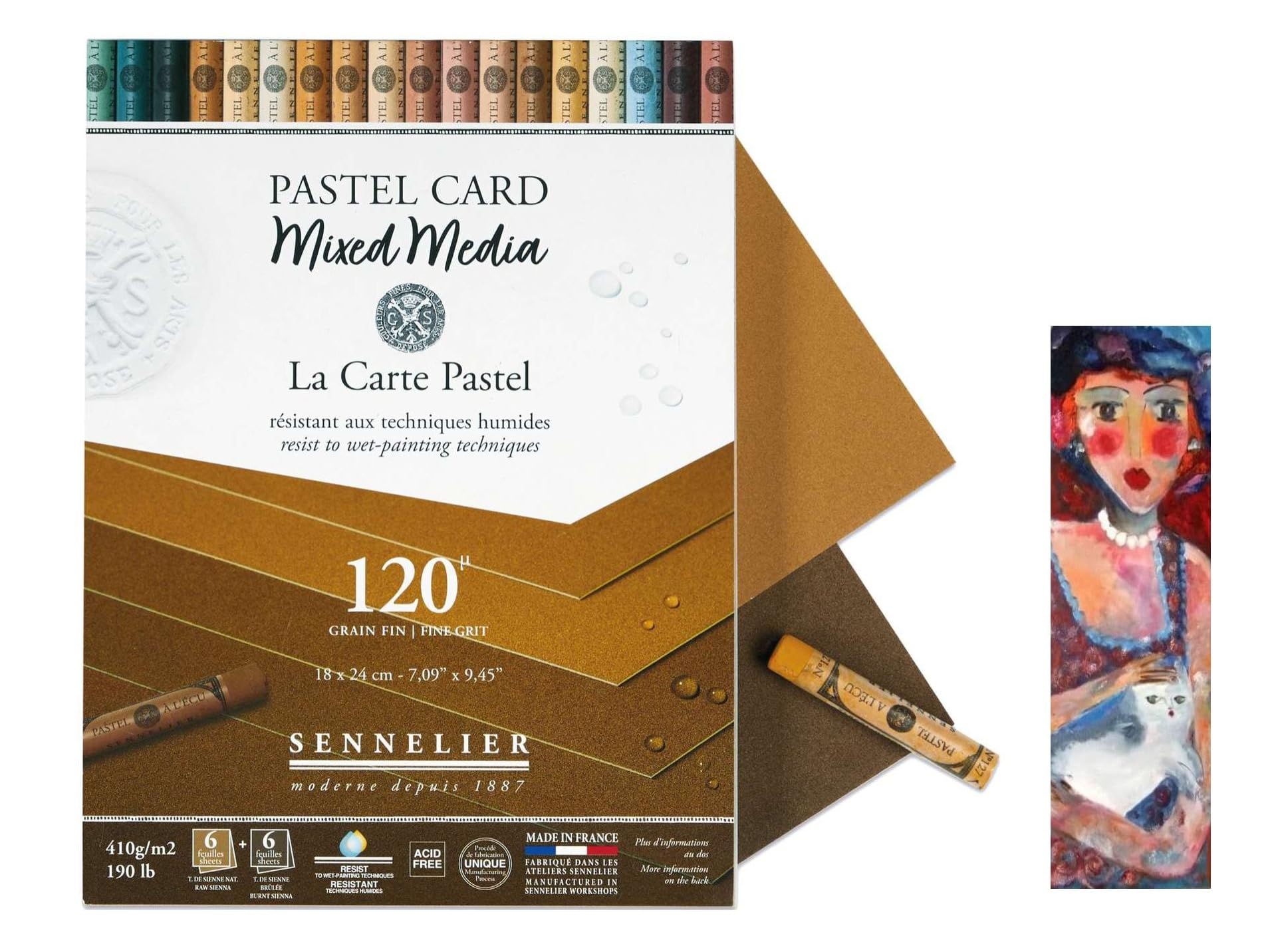 Sennelier Pastel Cards Mixed Media Paper Pad 18x24cm -12 Feuilles 410g/m² et 1 carte