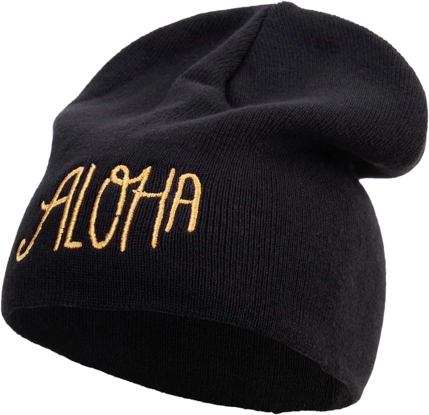 Artistic Aloha Logo Embroidered Big Size Superior Cotton Short Knit Beanie