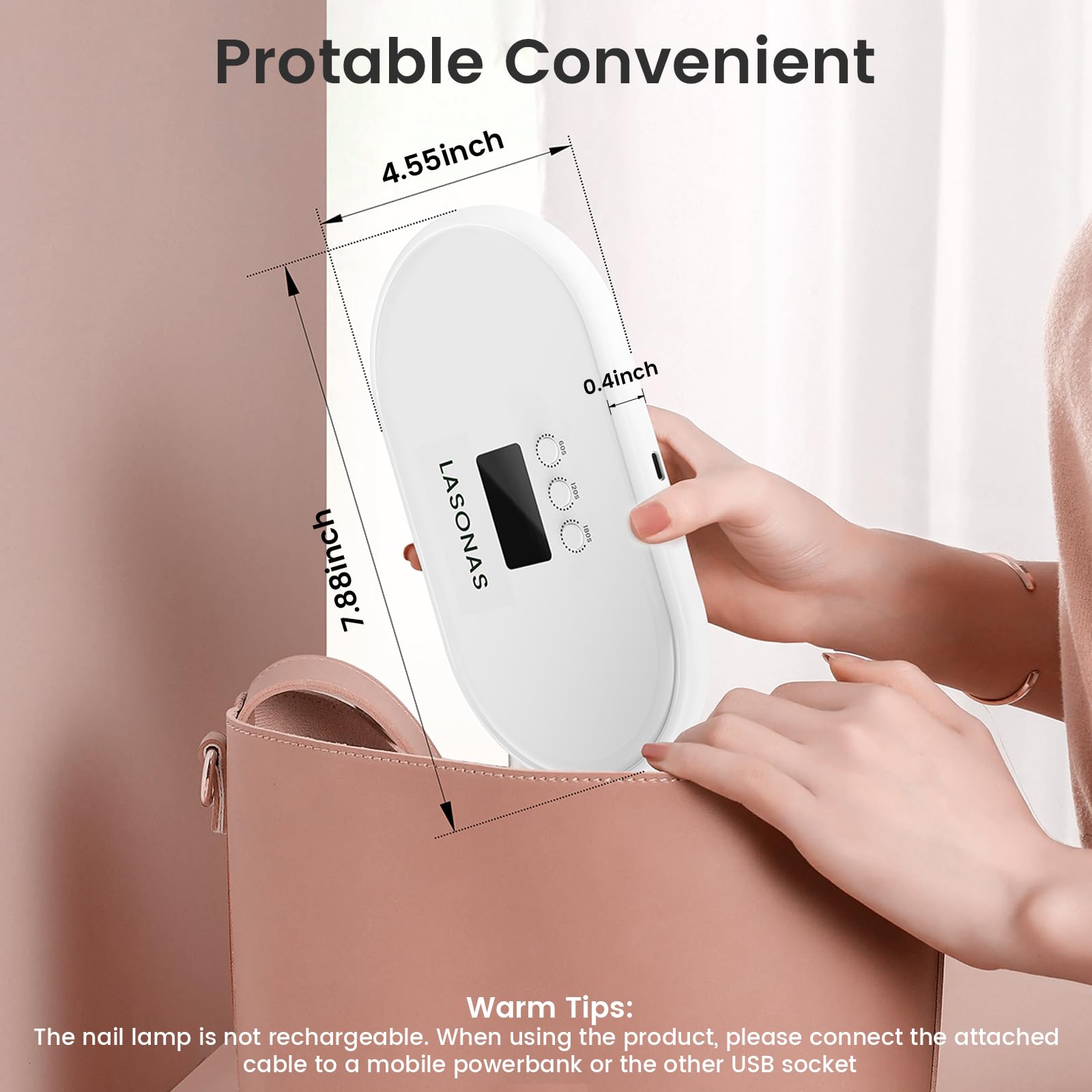 LASONAS UV LED Nail Lamp for Gel Polish 24W UV Light 3 Timer Setting Fast Drying Curing Mini Portable Cure Lamp for Gel Stickers and Strips Home Nail Care Salon - Image 4