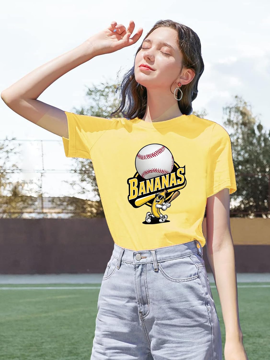 Banana Shirts Baseball Shirt Baseball Player T-Shirts Team Women Baseball Mama Tee Funny Baseball Fan Short Sleeve Top - Image 2