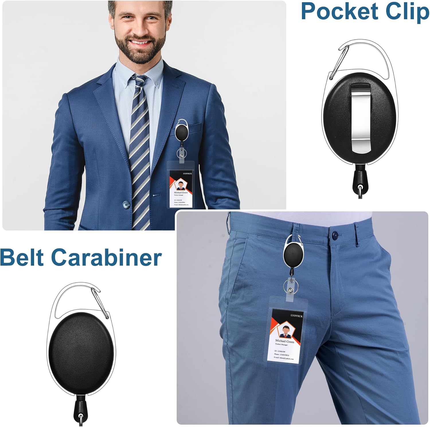 100 Pcs Retractable Badge Reels & ID Badge Holder, Heavy Duty Badge Holder Clips Bulk ID Card Key Holders with Ring for Nurse Office Work Employee School Supplies - Image 8