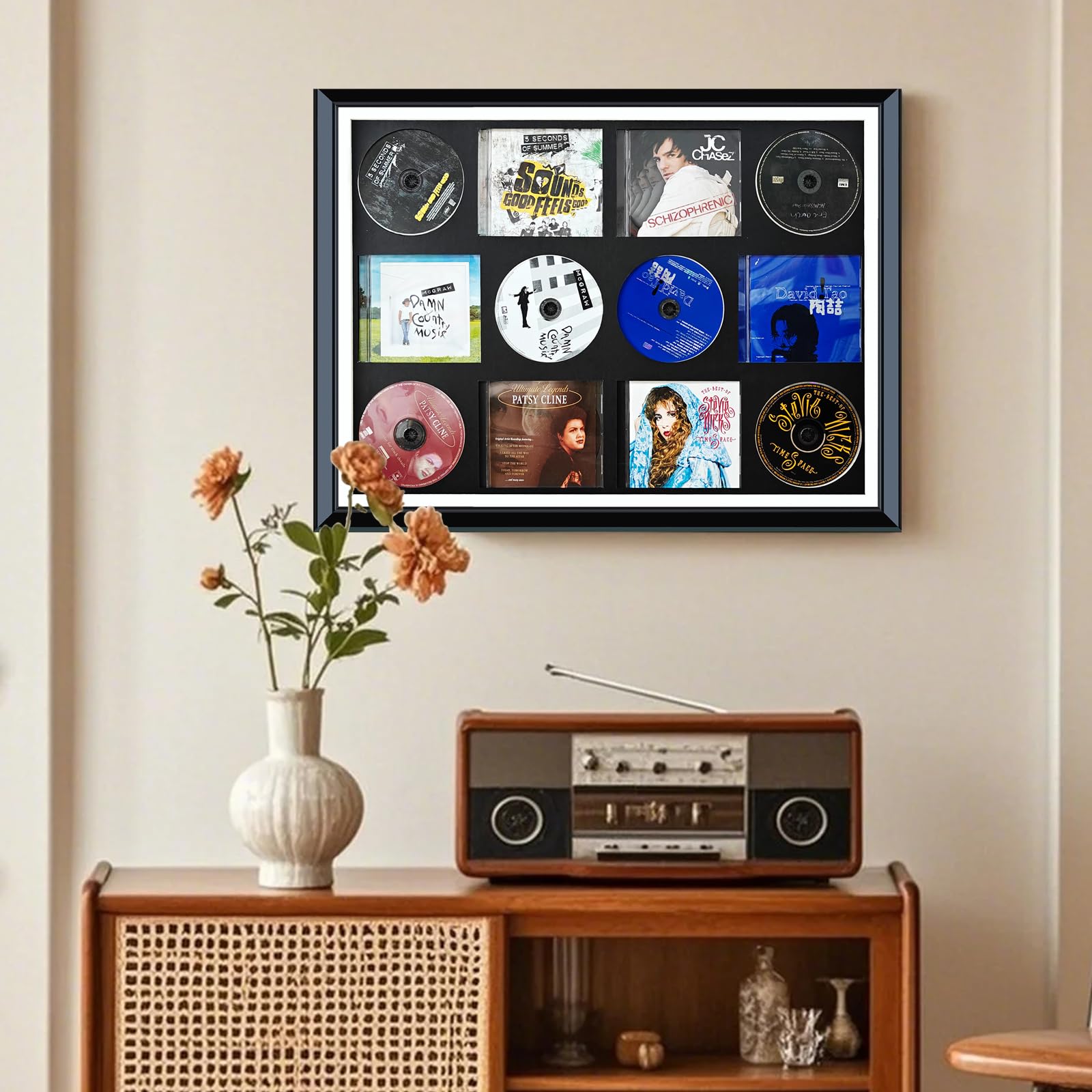 Supporto per DVD, cornice per display CD/DVD, cornice per display Signe Dalbum, regalo per la visualizzazione della copertina, decorazione per la casa amante della musica, arte multi media da