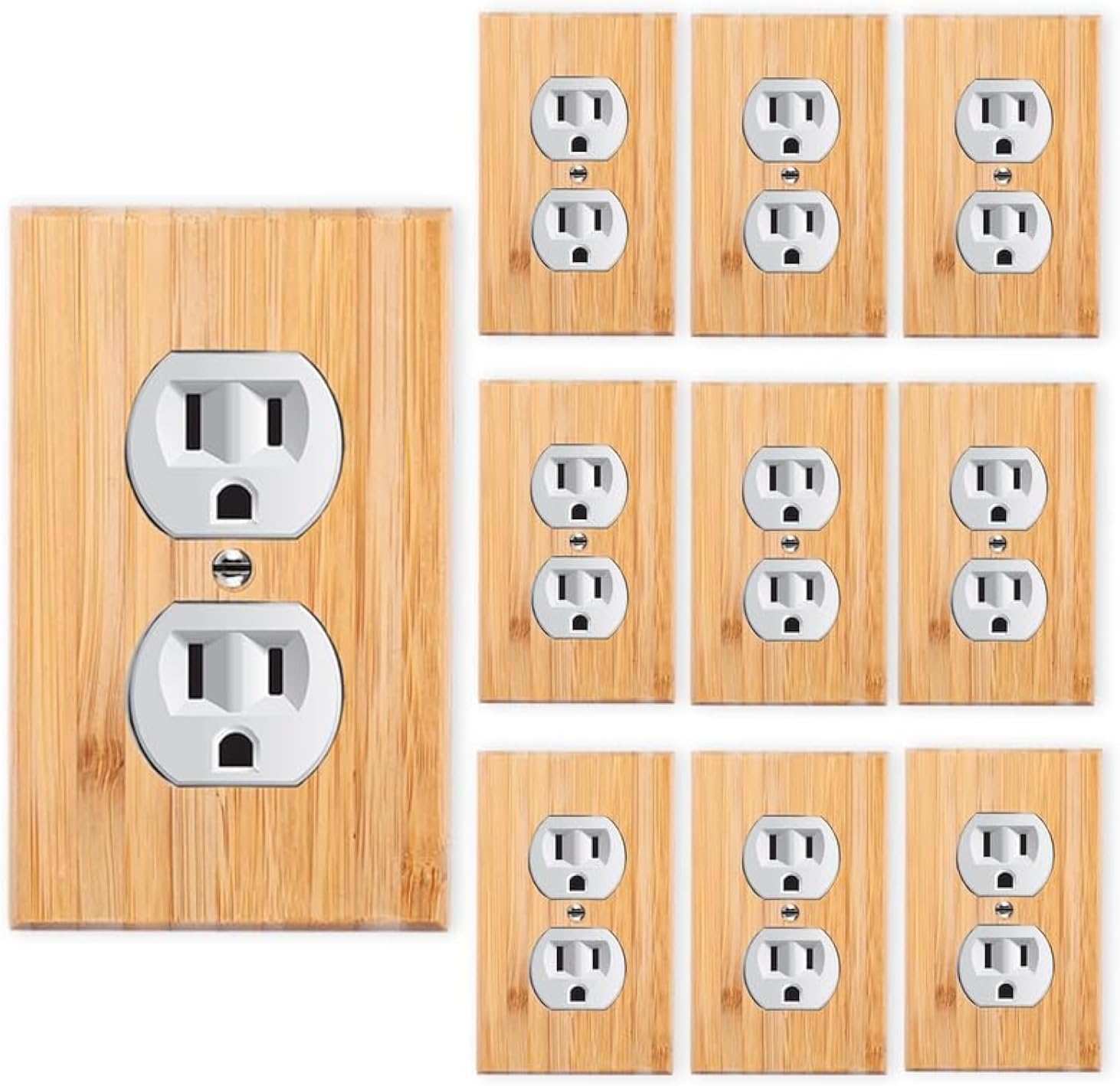 2PC Solid Wood Single Toggle Light Switch Plate 4.5" X 2.76" Bamboo Light Switch Cover Quality Raw Wooden Decorative Blank Light Switch Cover Plate