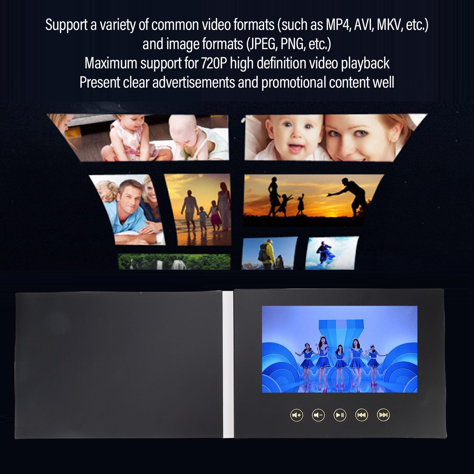 Denash Carta di Auguri Video 7" Brochure Digitale HD 128M Type-C Batteria Ricaricabile Marketing