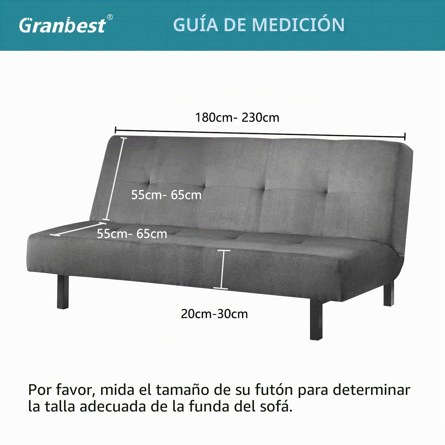 Granbest Funda de futón Impermeable sin Brazos, protección de futón de Alta Elasticidad para sofá Cama Plegable Antideslizante sin reposabrazos (Matcha Verde)