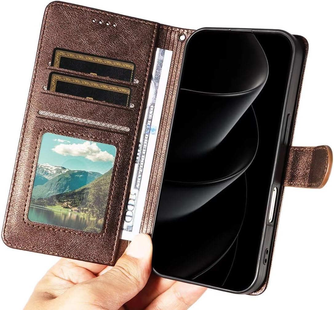 Caseurban for iPhone 17 Pro Max Wallet Case with Card Holder RFID Blocking PU Leather Wrist Strap Kickstand Shockproof TPU Interior Case Protective Flip Cover, Classic Magnetic Closure