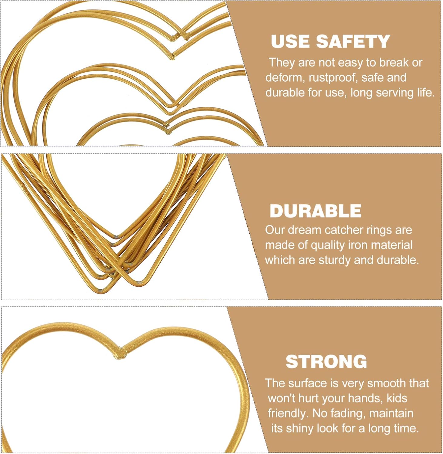 Garneck Heart Shaped Metal Wreath Rings for Crafts 12Pcs Gold Heart Macrame Hoops DIY Dreamcatcher Supplies Multiple Sizes 4-10 Inch for Home Decor and Crafting