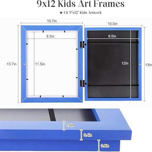 Miniatura 243 de [Paquete de 2] Marcos de arte para niños, marcos de arte para niños, de 8.5 x 11 pulgadas, con apertura frontal, intercambiables, marco de Crema