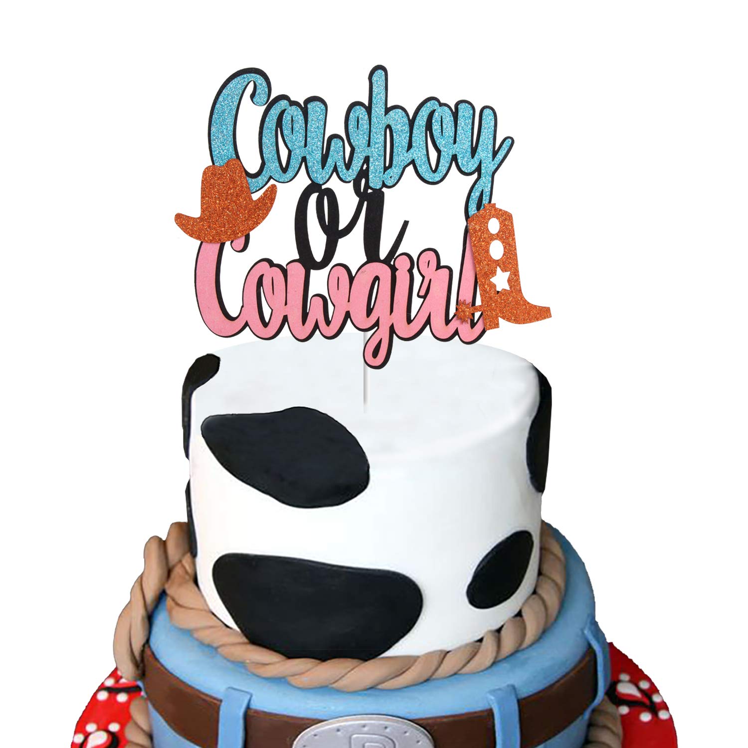 Buy Cowboys or Cowgirls He or She Cake Topper ,Glitter Western Wild