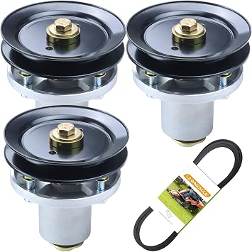 607418 601804 Spindle with 604664 Pulley for Hustler 54" Decks | Includes 5/8x177 797720 Belt Replaces Hustler 601804 Spindle Assembly for Hustler Raptor Flip Up 54" 933622 938472 Mowers