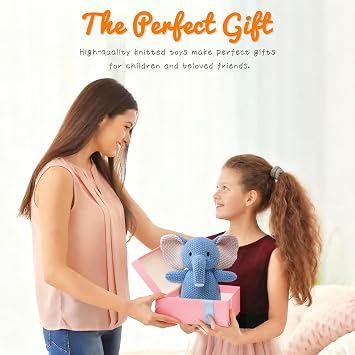 Cute Knitted Cow Stuffed Animals, Baby Crochet Stuffed Animal Soft Toys. Cute Small Animal Dolls, 10 inch Cow Plush Toy, Soft Toys for Babies, Boys and Girls Birthday Christmas
