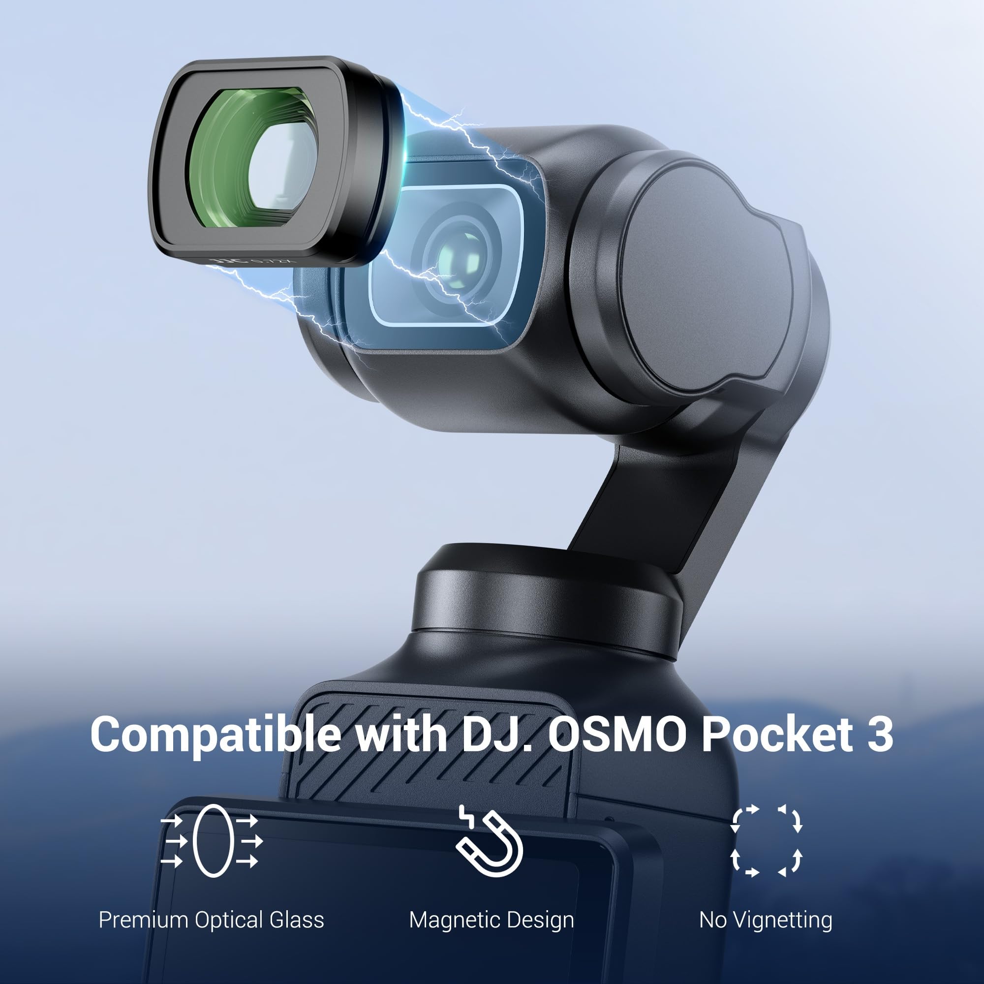 Objectif Grand Angle 0.72X Osmo Pocket 3,Objectif Grand-Angle Magnétique pour DJI Osmo Pocket 3 avec Étui,Verre Optique Cadre Aluminium Accessoire Objectif Pocket3 Creator Combo pour Champ Large