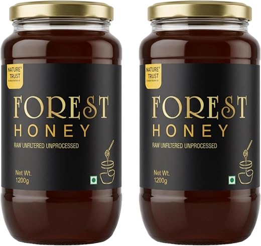 Nature Trust Raw Forest Honey,1200 Gram, Wild, Unprocessed, Unheated, Non Pasteurized, Original Honey 100% Pure and Natura...