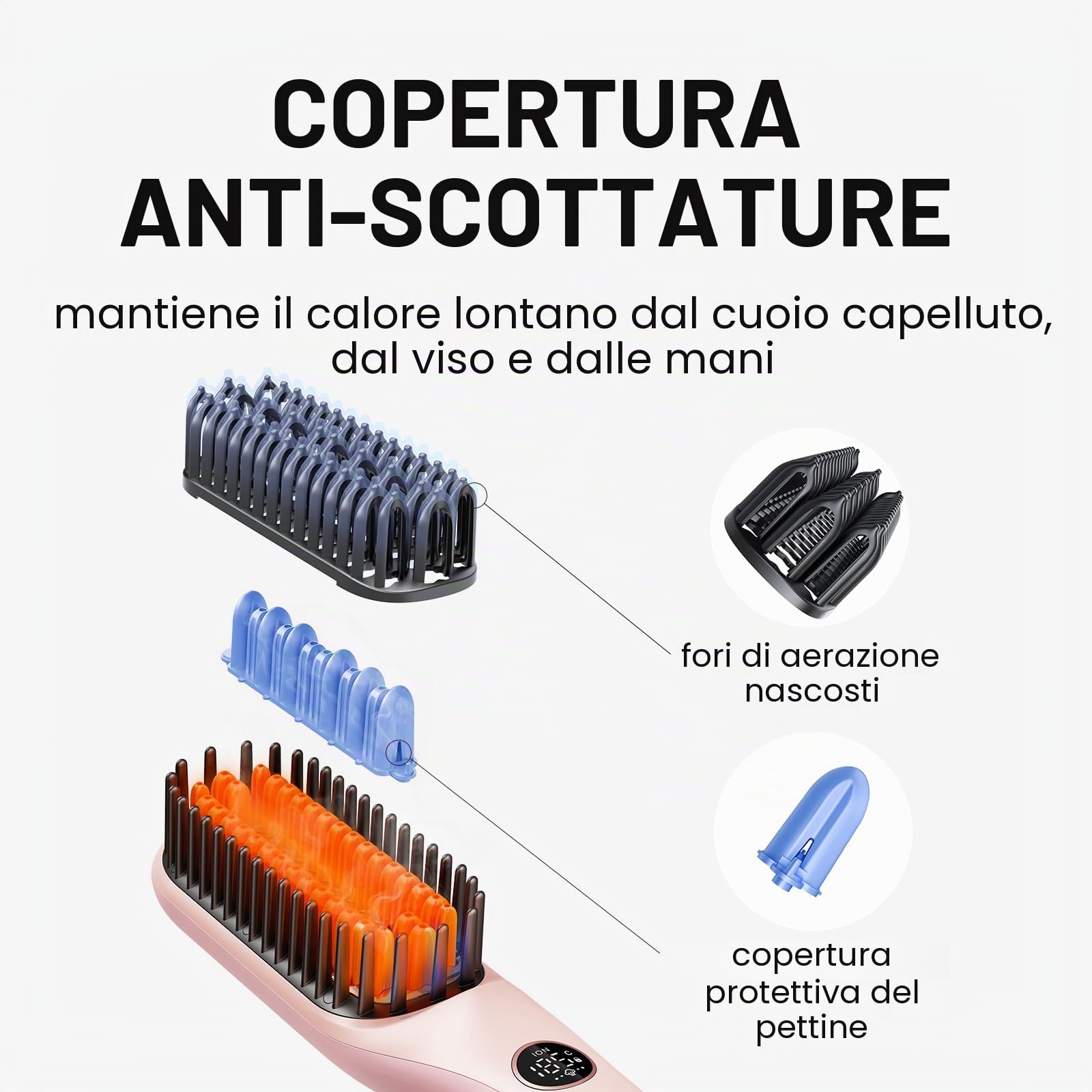 Wavytalk Spazzola Lisciante a vapore per Capelli Steambrush Pro 4-in-1 per donna, riduce i danni del calore con vapore e ioni, styling veloce da salone, lucentezza senza crespo, doppia tensione, rosa