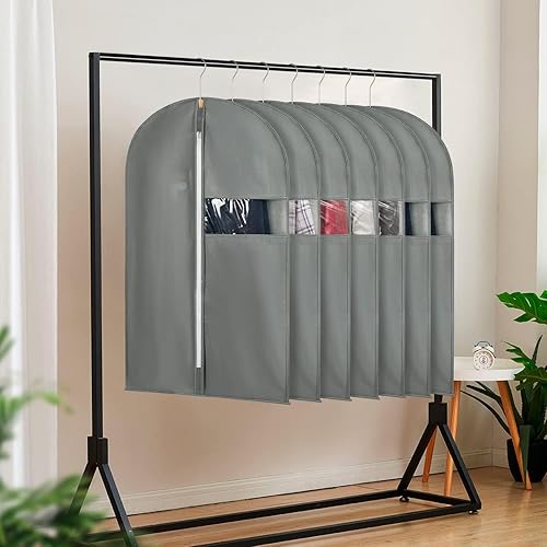 Vista 21 de Paquete de 6 bolsas de ropa de 24 x 40 pulgadas para colgar ropa, bolsas de viaje para almacenamiento en armario con ventana transparente, bolsa