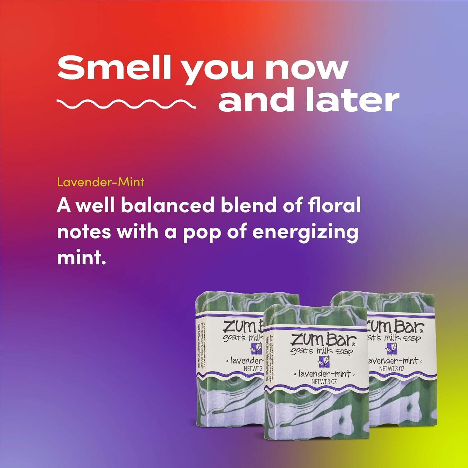 Zum Indigo Wild Goat's Milk Soap Bar - Bar Soap for Hands & Body Made with Essential Oils - 3 oz - Lavender-Mint (6 Pack)