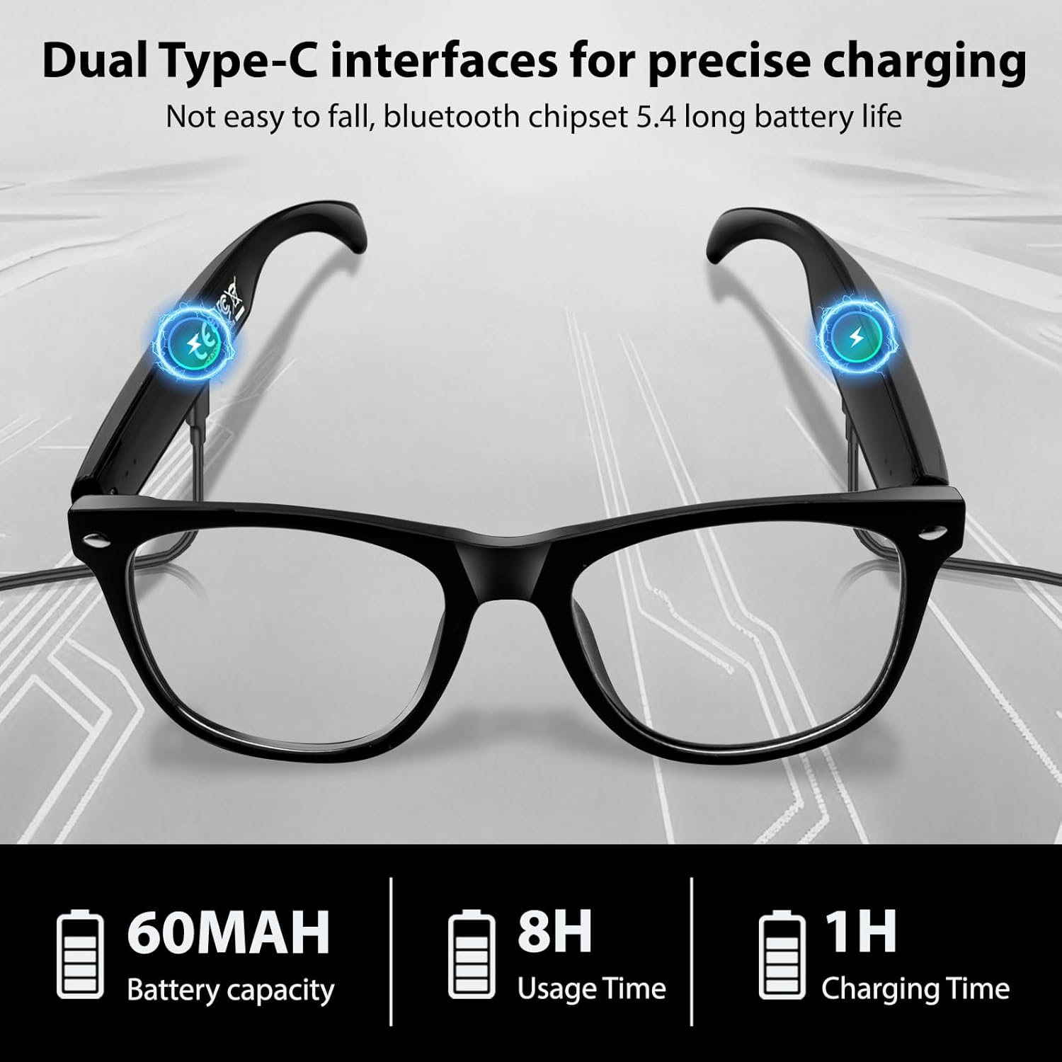 AI Smart Glasses for Men Women - Bluetooth 5.4 with Chat GPT, Blue Light Filtering Lenses, Translation Glasses with 144 Languages & Accents for Travel Meeting Trade Business, Black