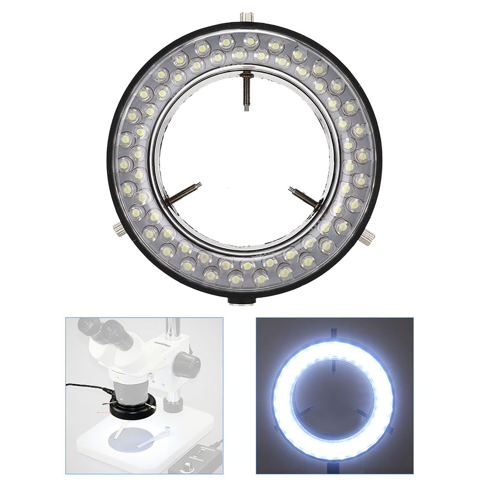 Accesorios para Microscopio Digital, 56 LED Anillo de Luz Ajustable Lámpara Iluminadora Microscopio Anillo de Luz para Microscopio Estéreo Adaptador de Lente para Reparación de