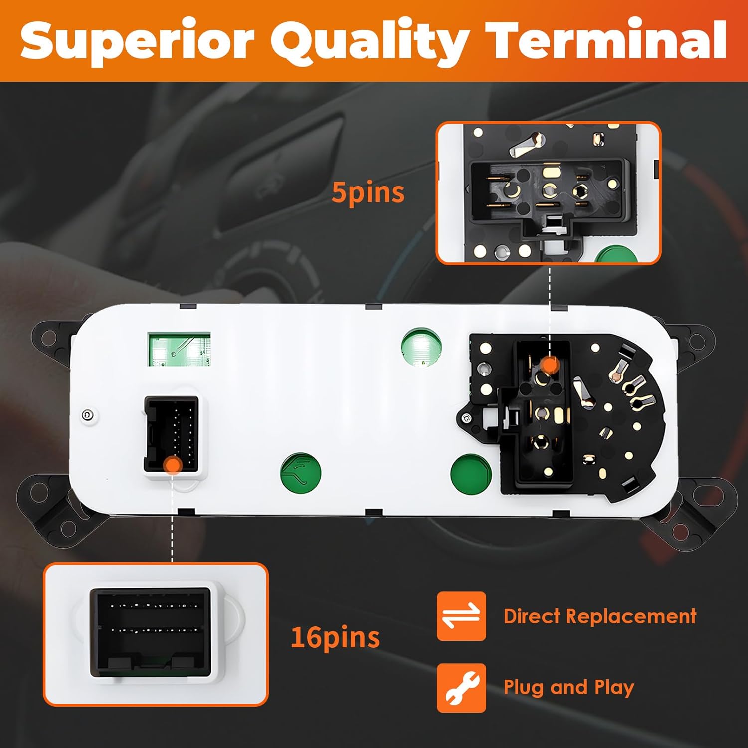 55057079AB HVAC A/C Heater Climate Control Module Panel Compatible with Ram 1500 2500 3500 Dakota 2008-2010 2011 L6 V6 V8 Replacement Conditioning Switch 55056569AE P55056569AC P55056569AD