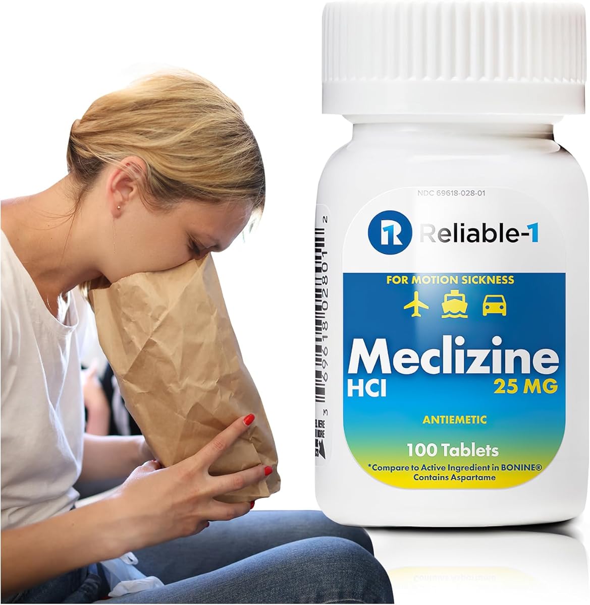 Reliable-1 Laboratories Meclizine HCL 25mg 100 Tablets (1 Bottle)