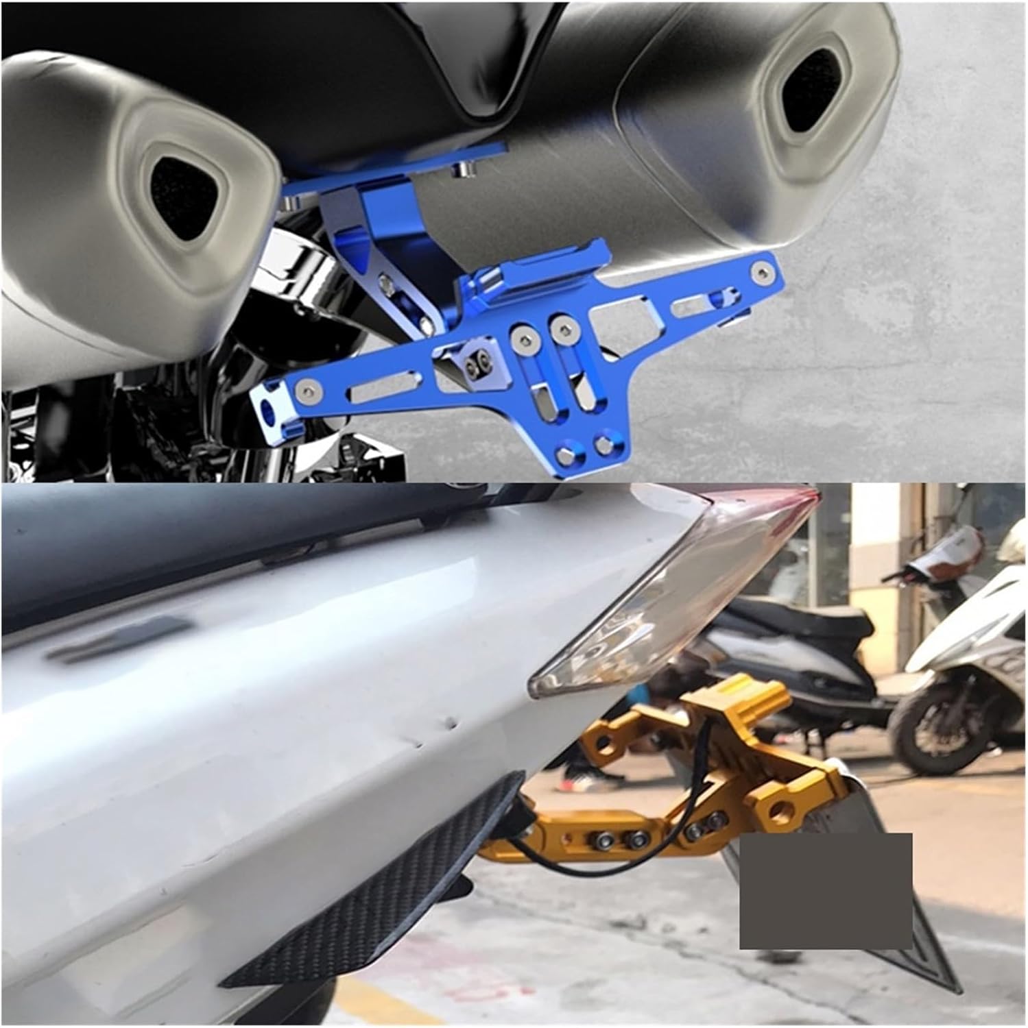 dengpandianzi Motorcycle Rear License Plate Mount Holder Light Moto Bracket Frame Compatible with Ducati 848 Evo 1098 Panigale 1199 Multistrada 950 1260(Blue)