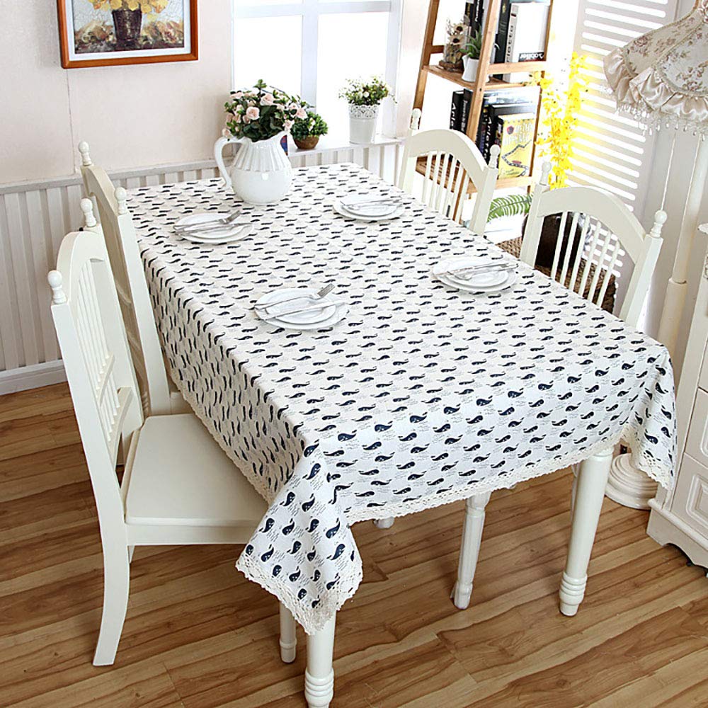 RanchengModern Simple Tablecloth Whale Lace Table Cloth Polyester Rectangular Table Cover for Dinning Tabletop