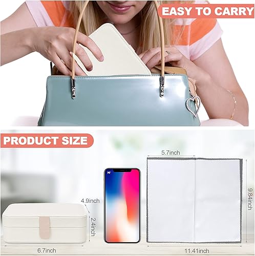 Miniatura 6 de QIUYMEI Organizador de cajas de joyería de viaje Caja de joyería de viaje Caja organizadora de viaje Caja de joyería pequeña para mujer Caja