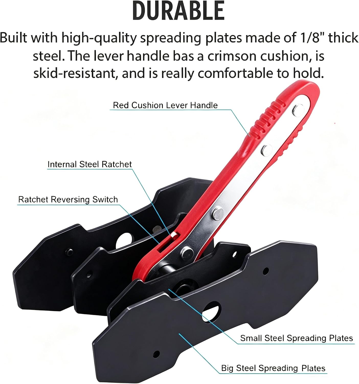 Brake Caliper Compression Tool, 4-in-1 Universal Disc Caliper Tool, 360° Swivel Ratcheting Compressor for Automotive Brake Repair and Installation, Includes 2 Rubber Hooks