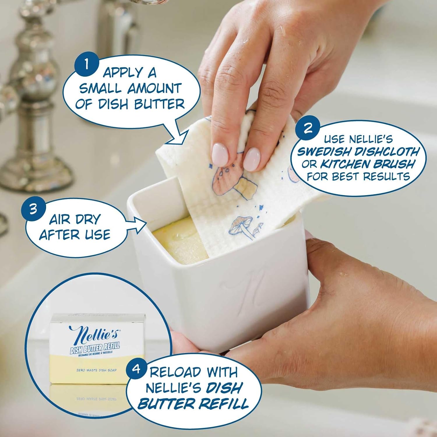 Nellie's Dish Butter | Solid Dish Soap | Lemongrass Scent | Made in Canada