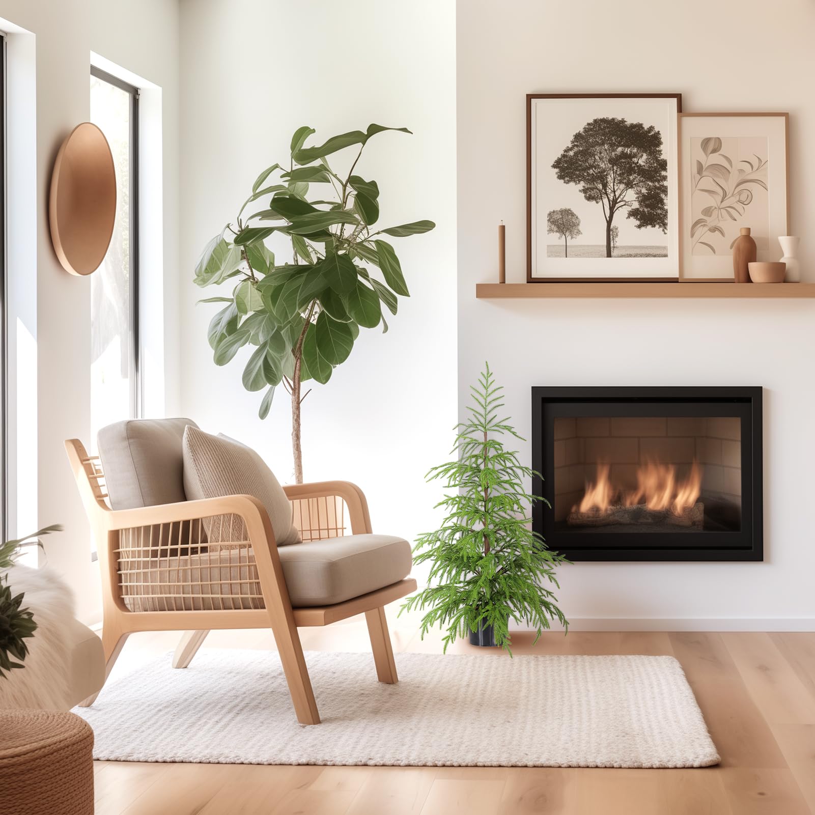 WBHome Künstlicher Norfolk-Kiefer für den Tisch, 91,4 cm, künstlicher Baum, getopft, grün, für Veranda, Weihnachten, Innen- und Außenbereich, Ornament-Dekorationen inklusive