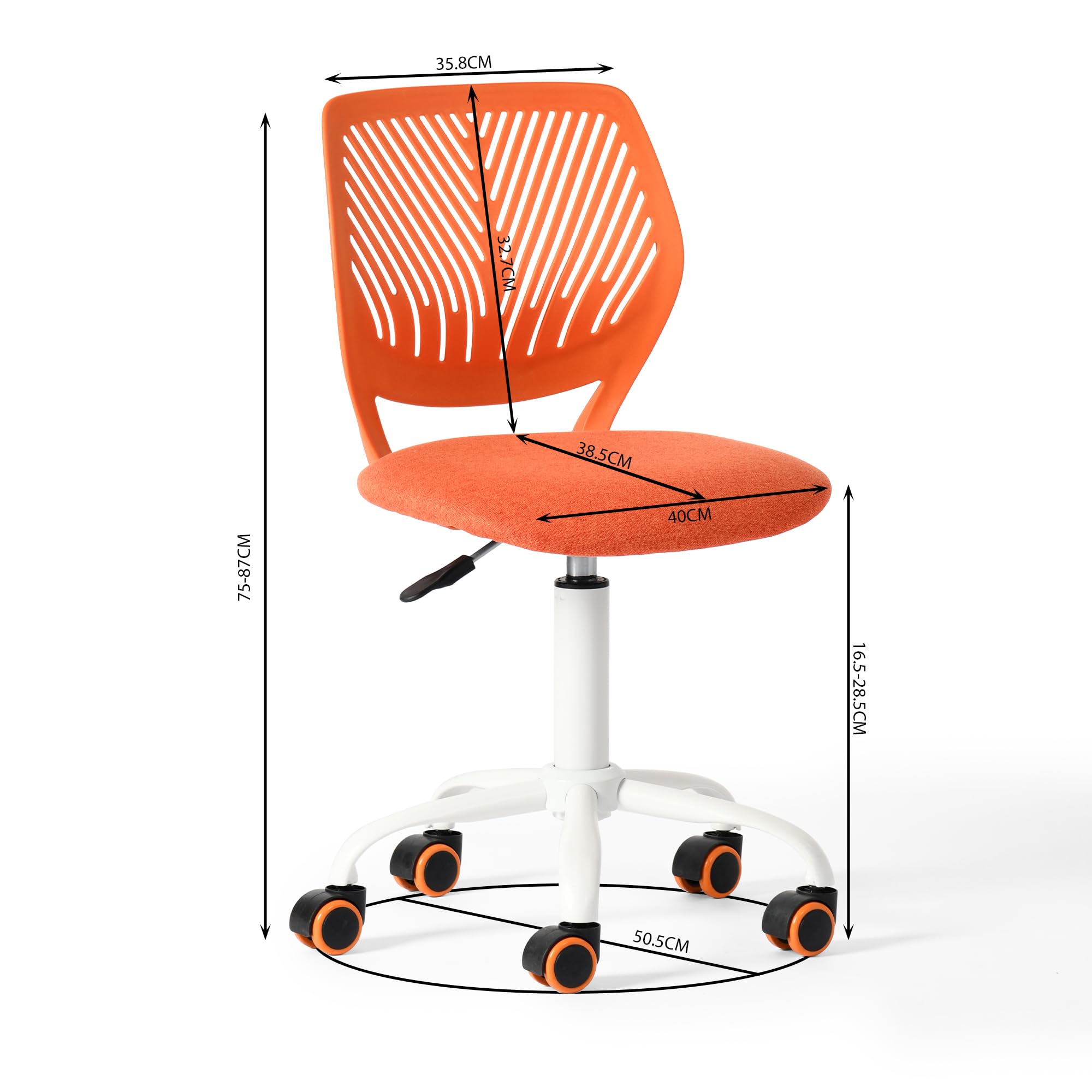 Chaise de Classe Compacte Ergonomique pour Enfants, Dossier en Maille Respirante, Hauteur Réglable, Citrus