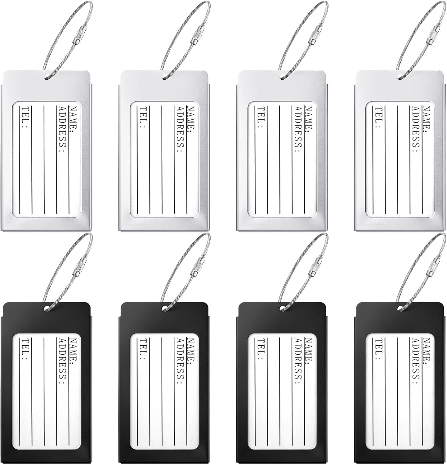 8 Pieces Luggage Tags Business Card Holder Aluminium Metal Travel ID Bag Tag for Travel Luggage Baggage Identifier