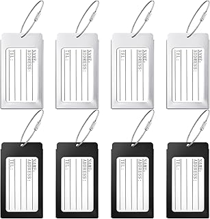 8 Pieces Luggage Tags Business Card Holder Aluminium Metal Travel ID Bag Tag for Travel Luggage Baggage Identifier