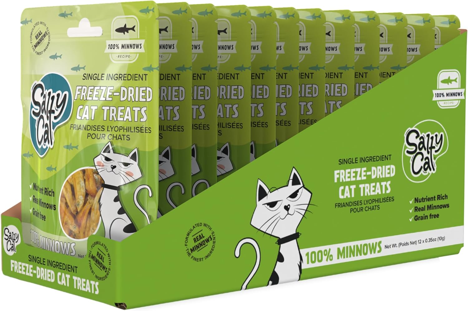 Salty Cat 100% Natural Freeze-Dried Minnows Cat Treats, 10g (12 Pack)