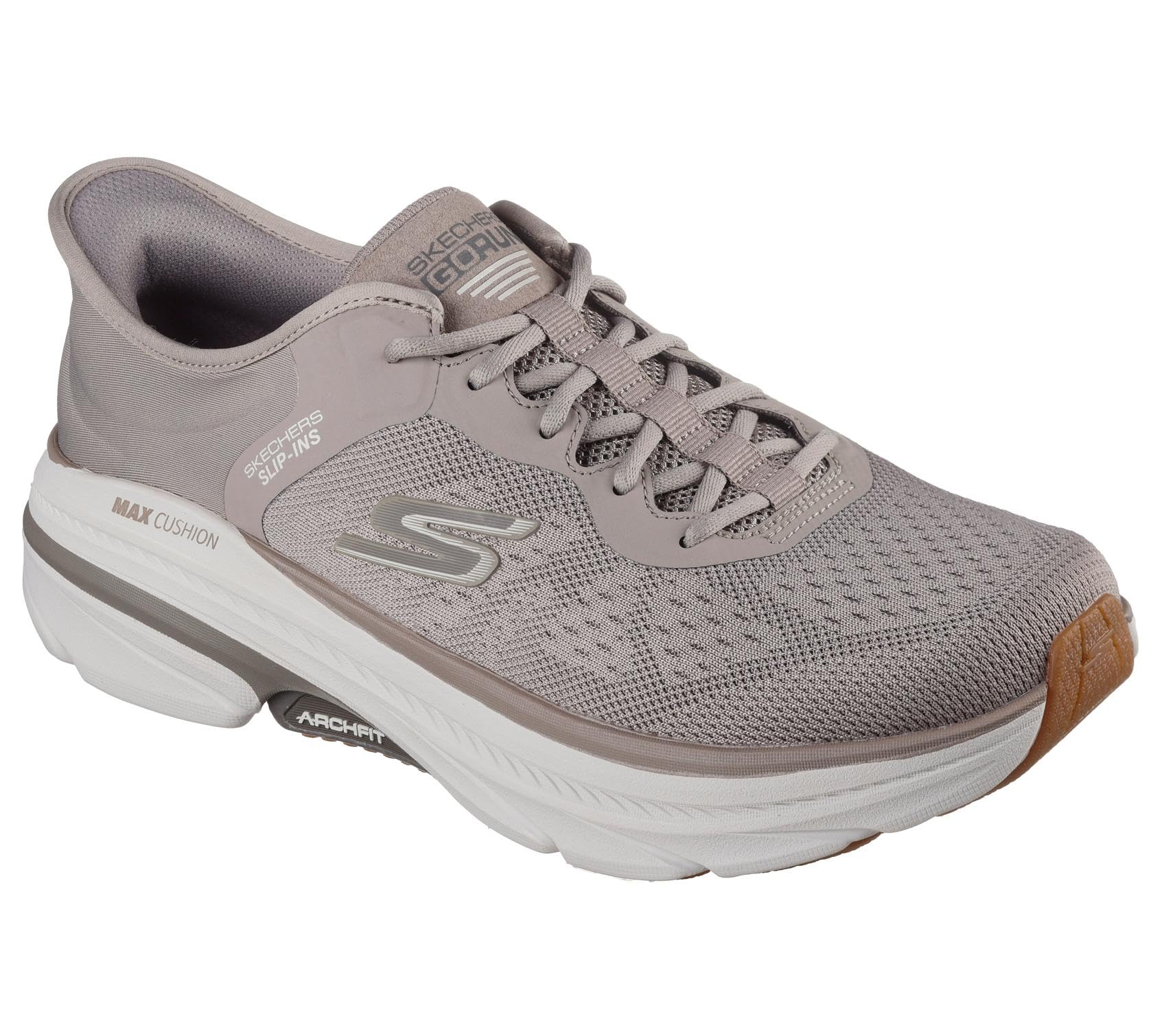 Skechers Men's Max Cushioning Arch Fit 2.0 Antilles Slip-in Trainers, Taupe Textile/Synthetic, 8.5 UK