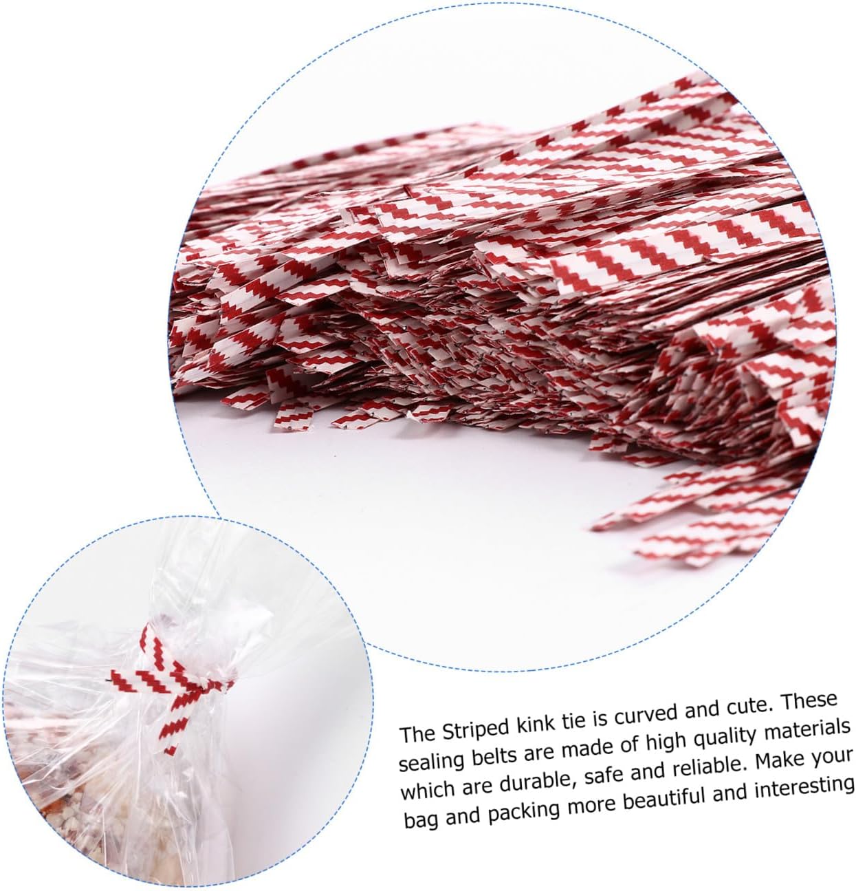 1400pcs Red and White Stripe Sealing Tie Ribbons for Bread and Candy Bag Closure Baking Packaging Twist Ties for Food Storage and Bakery Supplies