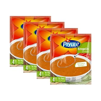 VHD Piyale Packaged Instant Ezogelin Lentil Soup 4 Pack Ezogelin Corbasi, Packaged Dry Soup Mixes, Family Meal, Soup Packets add hot water, Instant Soup Powder, 1 Pack for 4 Portions