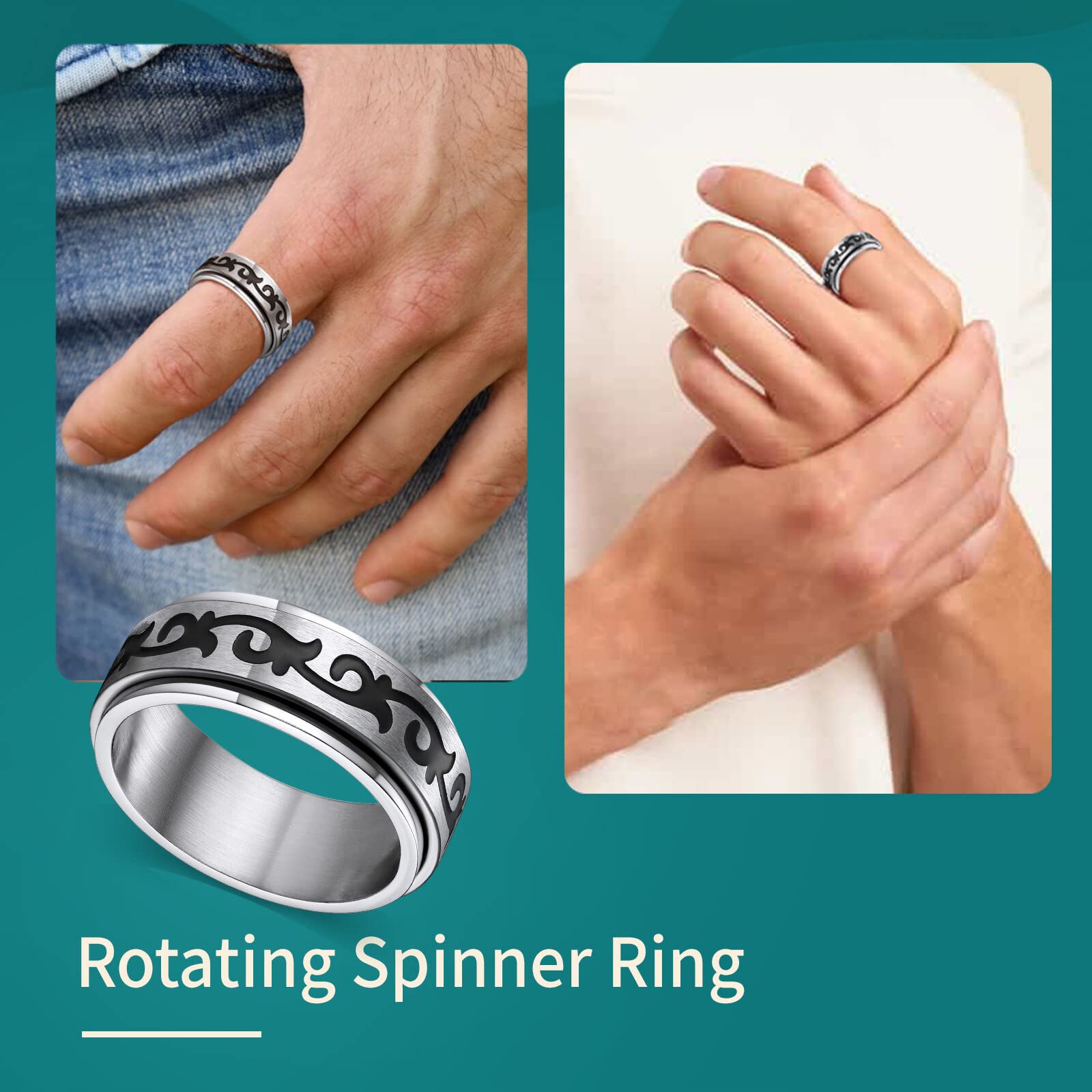 Supcare Stainless Steel Rings for Women Celtic Knot Ring Mens Fidget Ring Men's Rings Anxiety Ring Men Thumb Rings