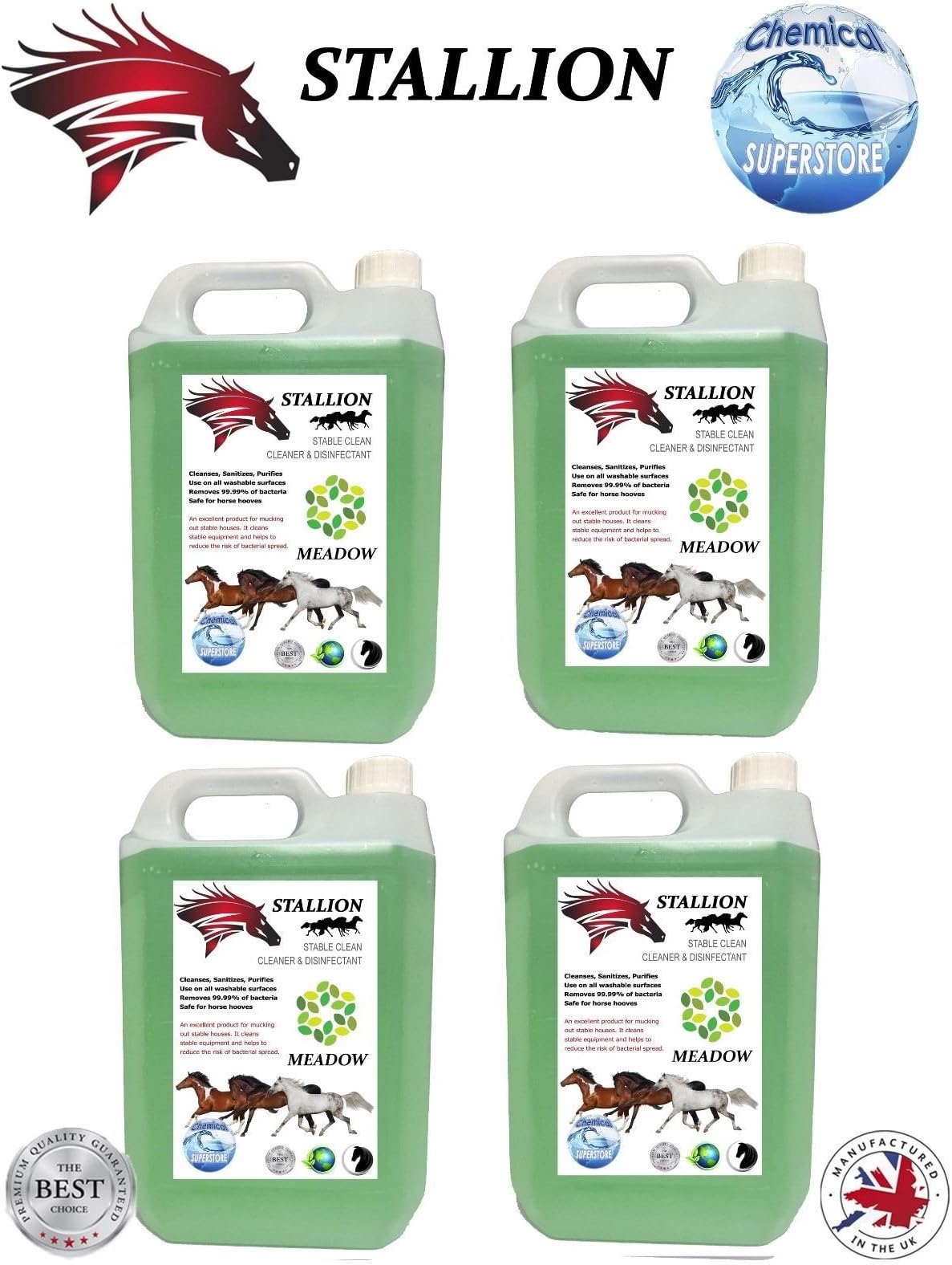 Chemical Superstore 4 X 5L STALLION Stable Cleaner Deodoriser - MEADOW