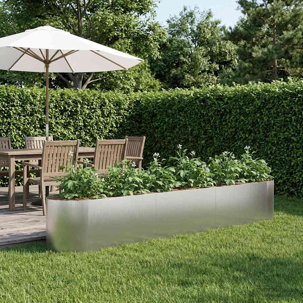 Jardinera elevada de acero exterior para crear un huerto de verduras en la terraza