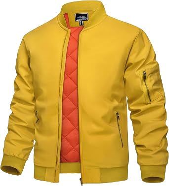KEFITEVD Mens Bomber Jackets Fall Winter Windbreaker Warm Jacket Full Zip Padded Casual Work Coats