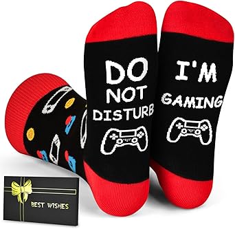 Dealswin Stocking Stuffers for Teen Boys, Chritmas Gifts for Men boyfriend Dad, Do Not Disturb I'm Gaming Funny Gamer Socks