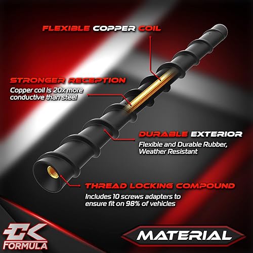 Miniatura 4 de CK Formula Antena de goma en espiral, repuesto de antena OEM de 7 pulgadas, bobina de cobre interna, ajuste universal para automóvil, camión, SUV, 1
