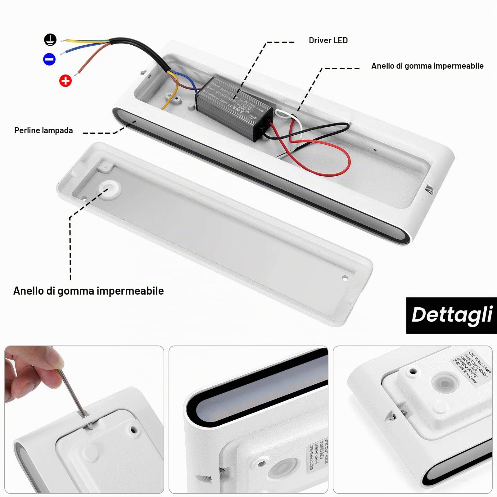 KAWELL 20W Moderno Applique da Parete LED Lampada da Parete Alluminio | Lampada da Muro Interno Esterno, Impermeabile IP65, per Camera da Letto Bagno Soggiorno Scale Portico Corridoio