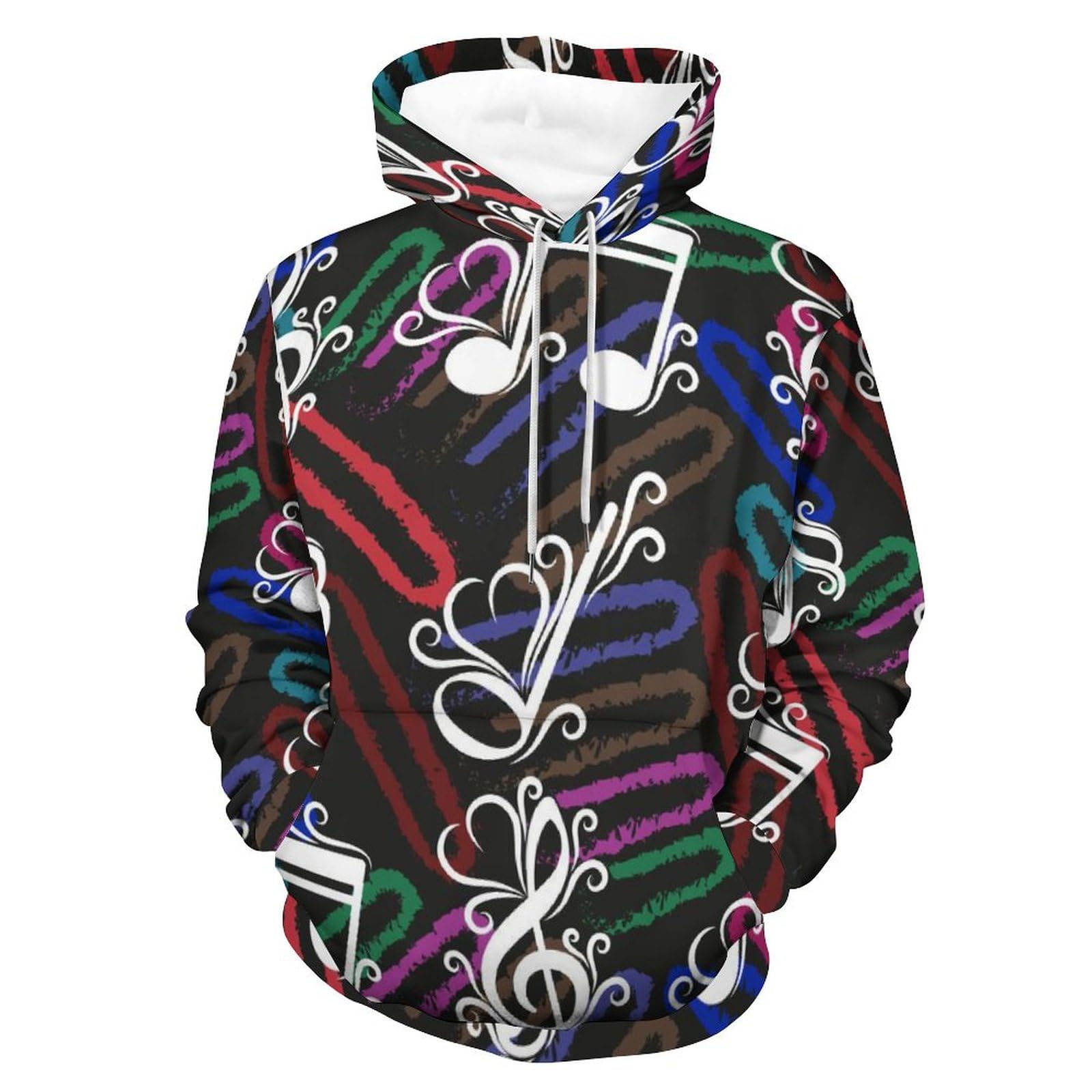 Hoodie notes de musique UMENG pull à capuche unisexe noir taille S - 8